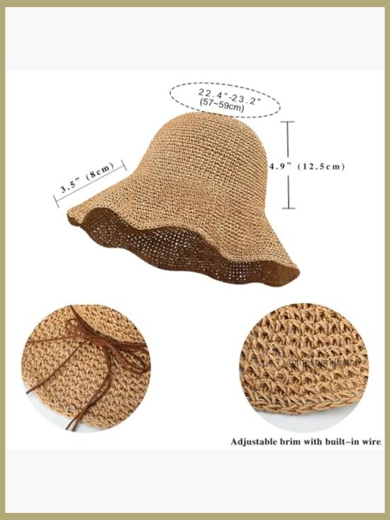 Paper Straw Sun Hat Foldable Wide Brim Beach Hat UPF 50+ main image 7